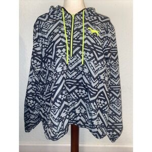 PINK Victoria's Secret Women's Black Gray 1/2 Zip Windbreaker Jacket Size M•L